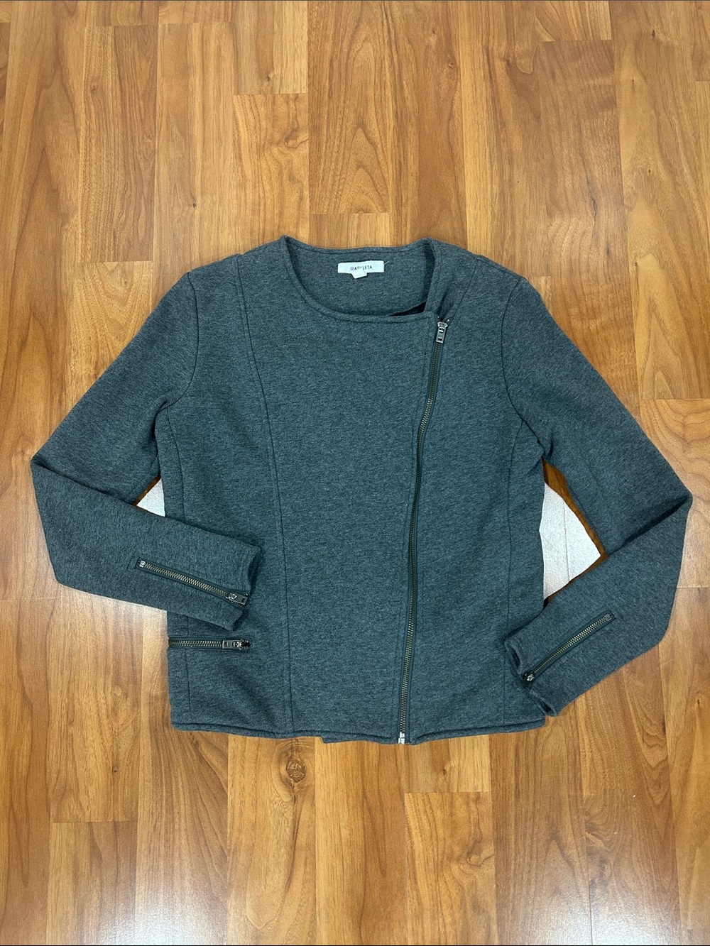 Athleta Charcoal Gray Knit Top with Crew Neck